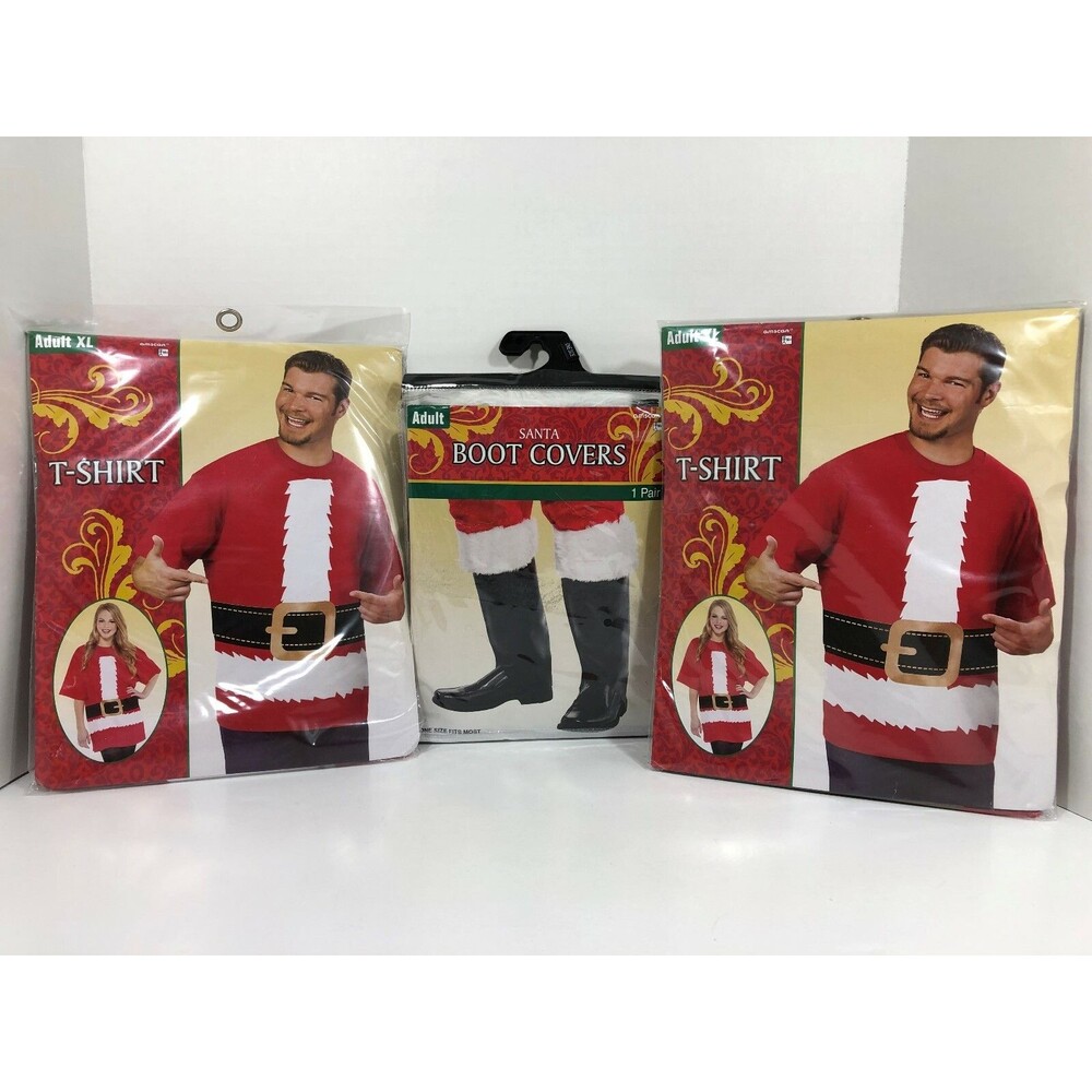 Amscan Halloween Costume Santa Shirts & Boot Covers NIP